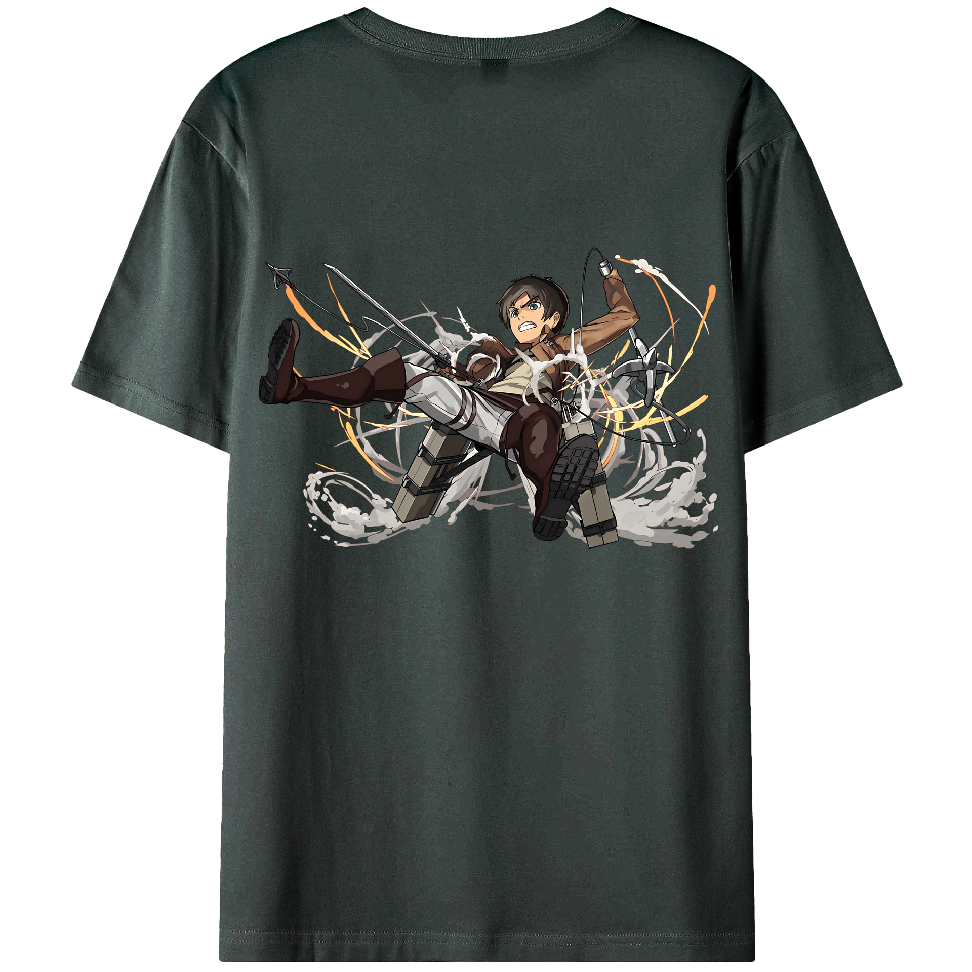 （画像用） 進撃の巨人 エレン･イェーガー Attack on Titan Eren Jäger 綿100％ メンズ半袖Tシャツ（バックプリント） 通気性